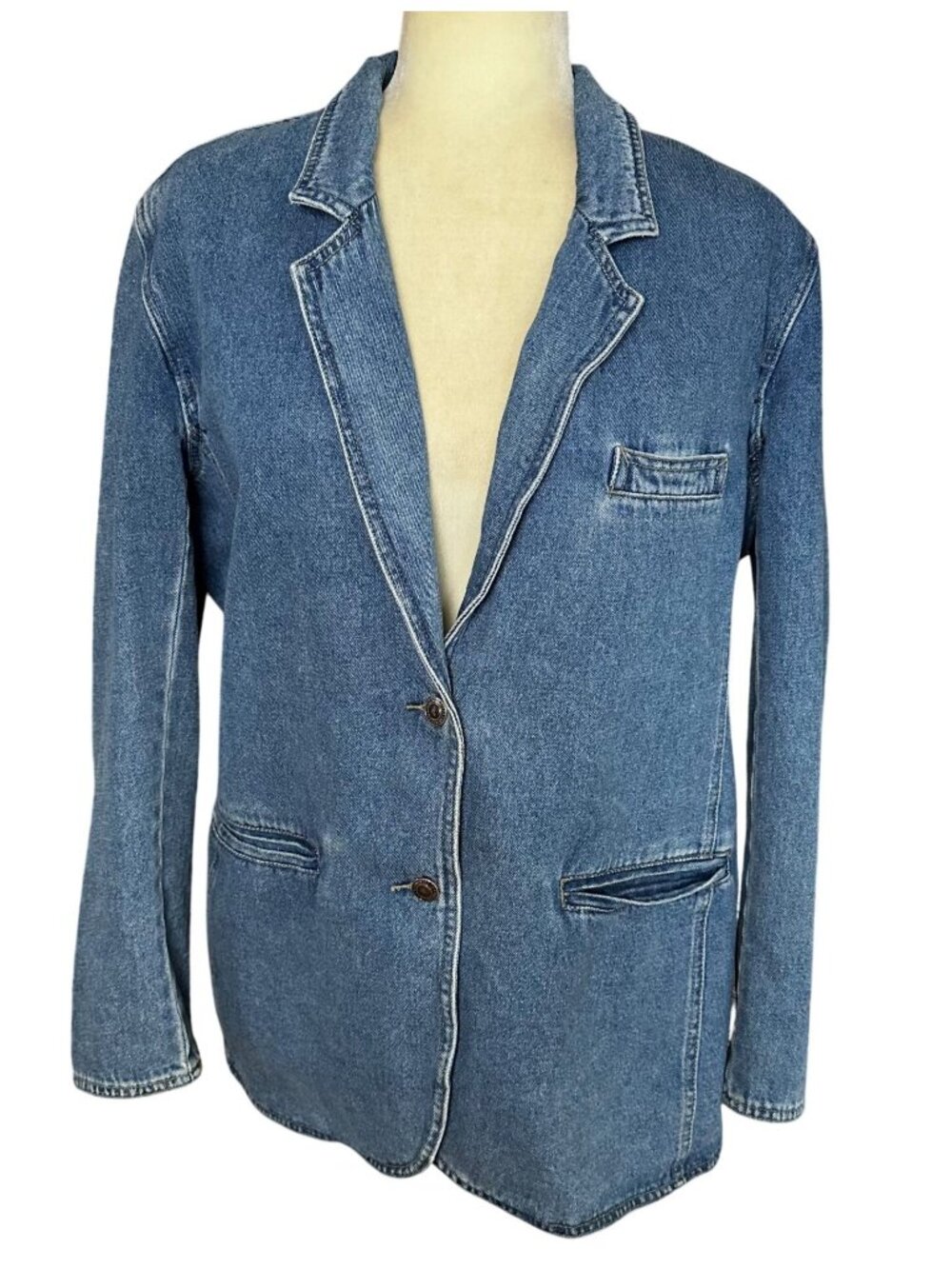 Vintage 80s Crossroads Denim Blazer Western Canadian Tuxedo Size Medium Jacket